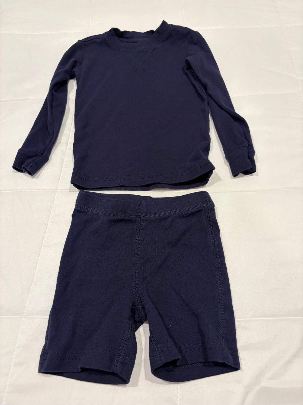 Navy Long Sleeve Top & Bike Shorts Pajama Set